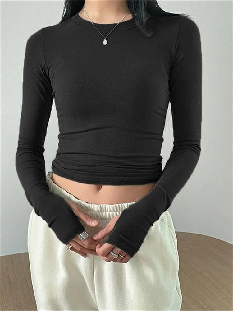 Slim Fit-top med rund hals til kvinder