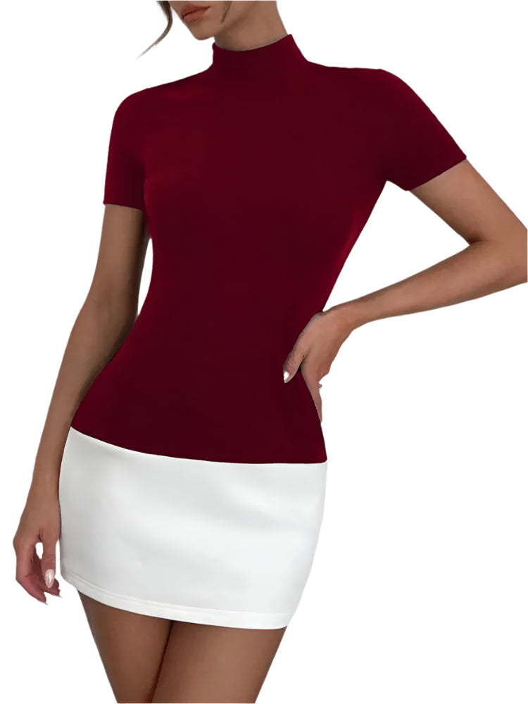 Kvinders Kontrast Patchwork Bodycon Minikjole