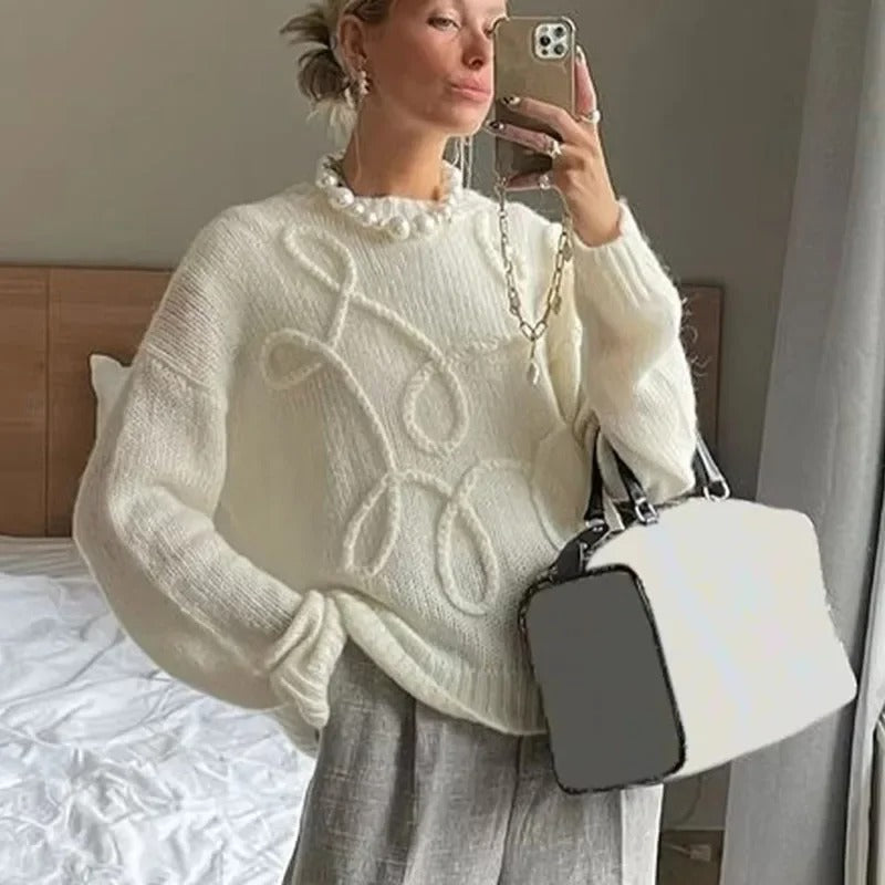 Løs strikket sweater til kvinder