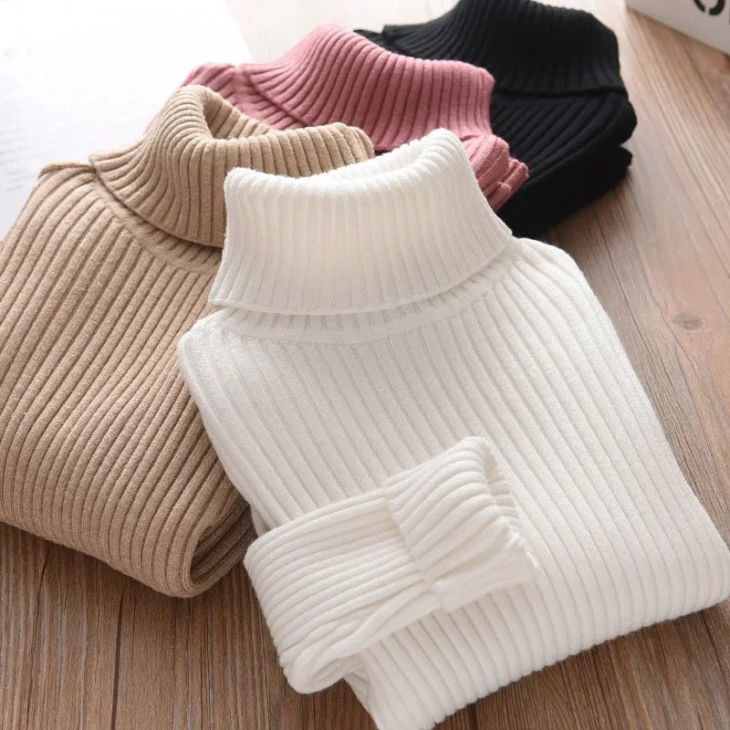Strikket sweater med rullekrave til børn