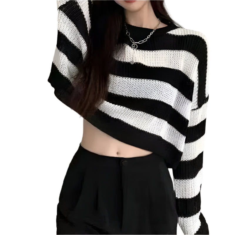 Vintage Oversized Cropped Sweater til kvinder