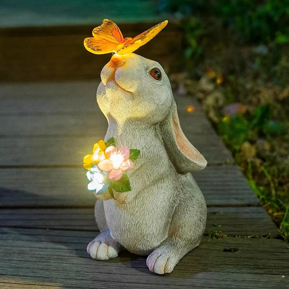 BunnyGlow – Solcelledrevet kaninstatue LED-lys til magisk udendørs stemning