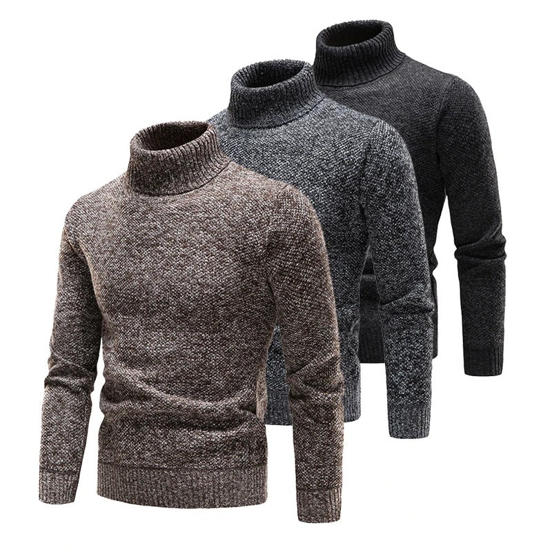 Fleece-sweater med rullekrave til mænd