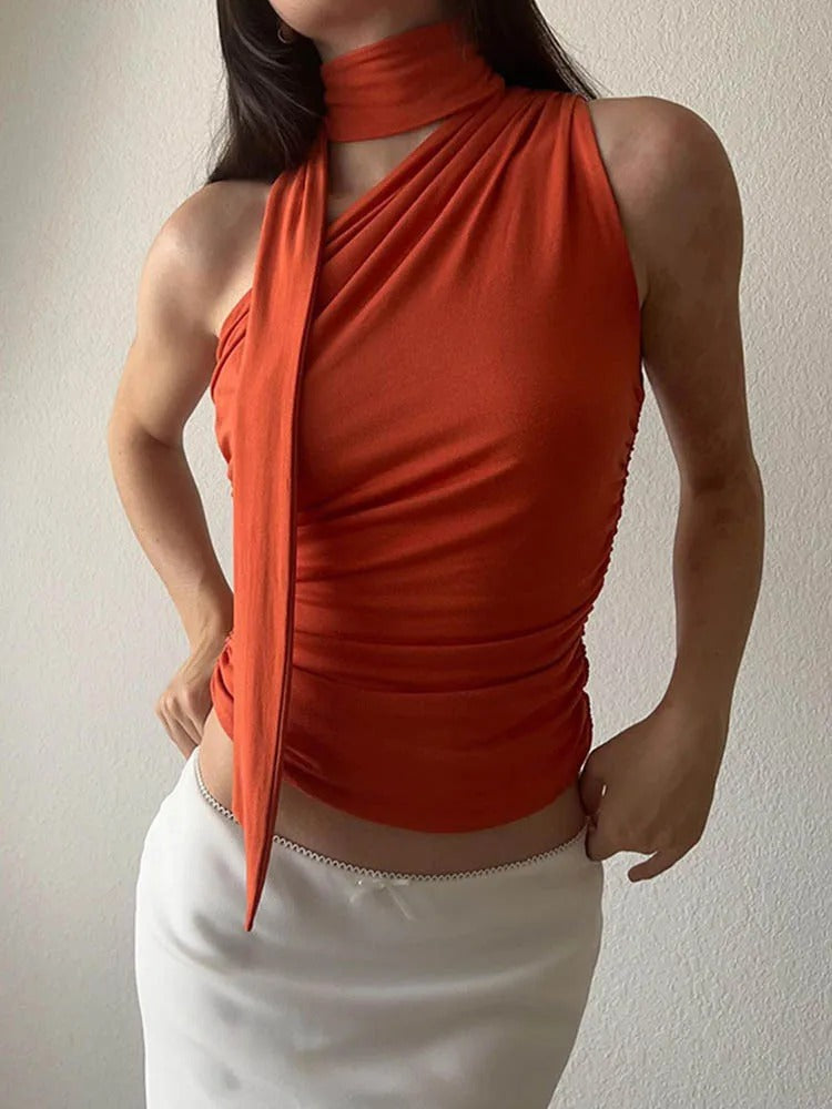 Kvinders Rygløs Off-Soulder Halter Crop Top