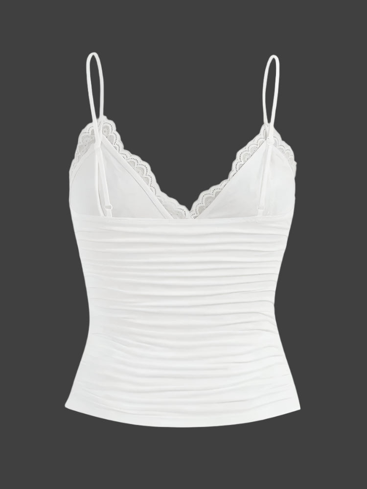 Kvinders kontrast blonde sløjfe Front Crop Cami Top