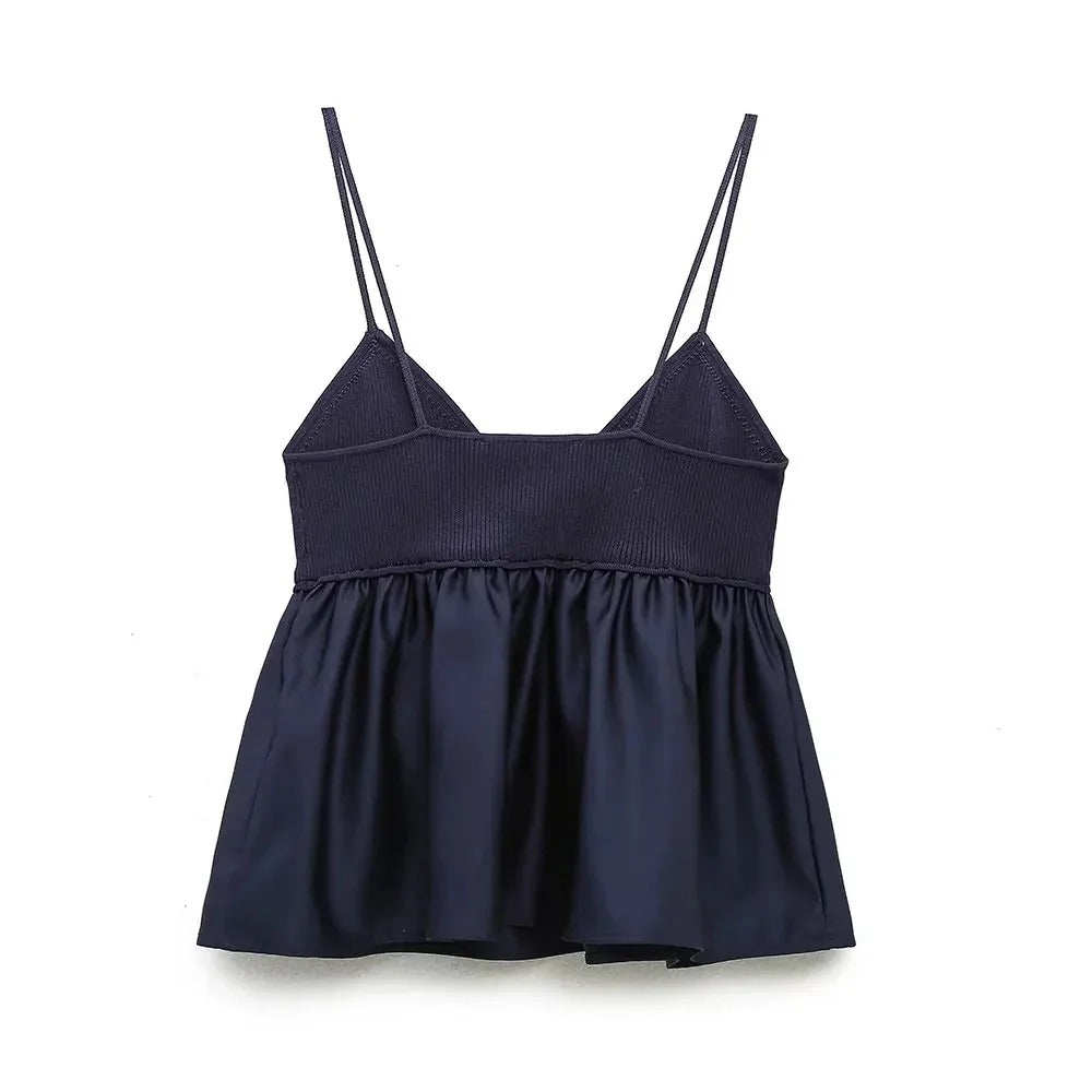 Plisseret smockbluse med V-hals til kvinder