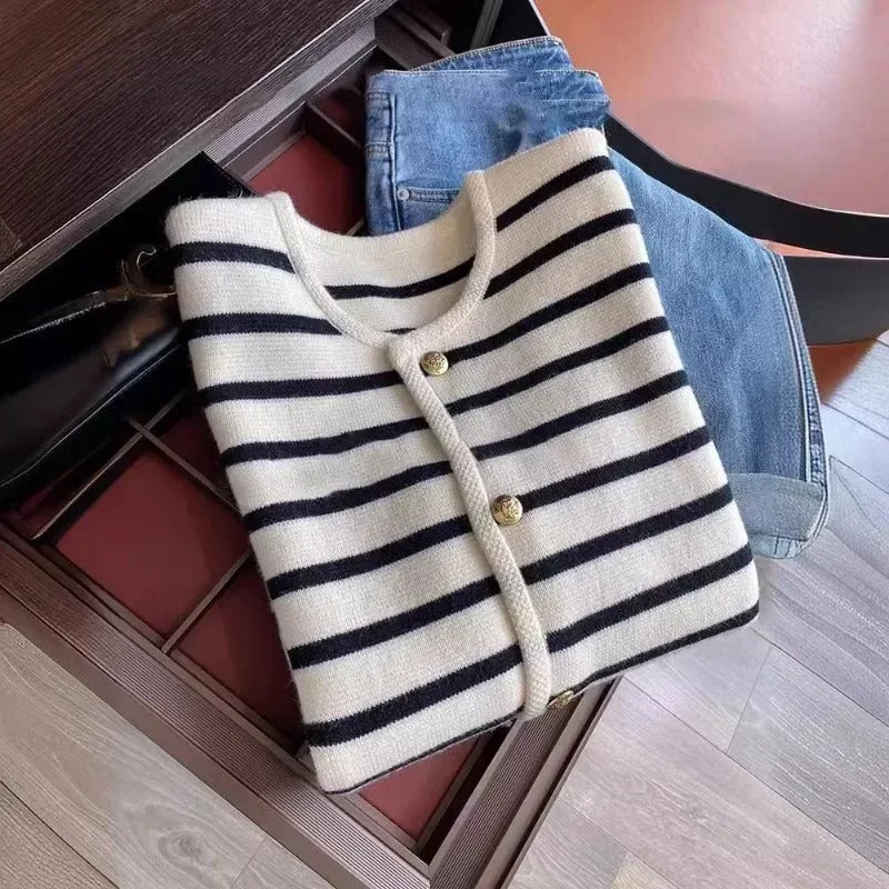 Stribet cardigan til kvinder