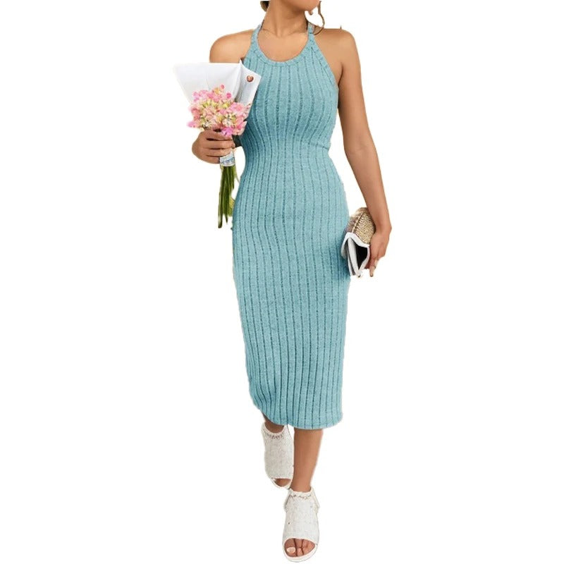 Halterneck bodycon midi-kjole til kvinder