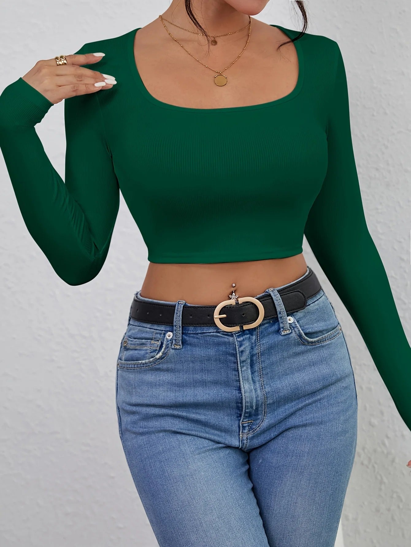 Kvinders firkantet hals Slim Fit T-shirt