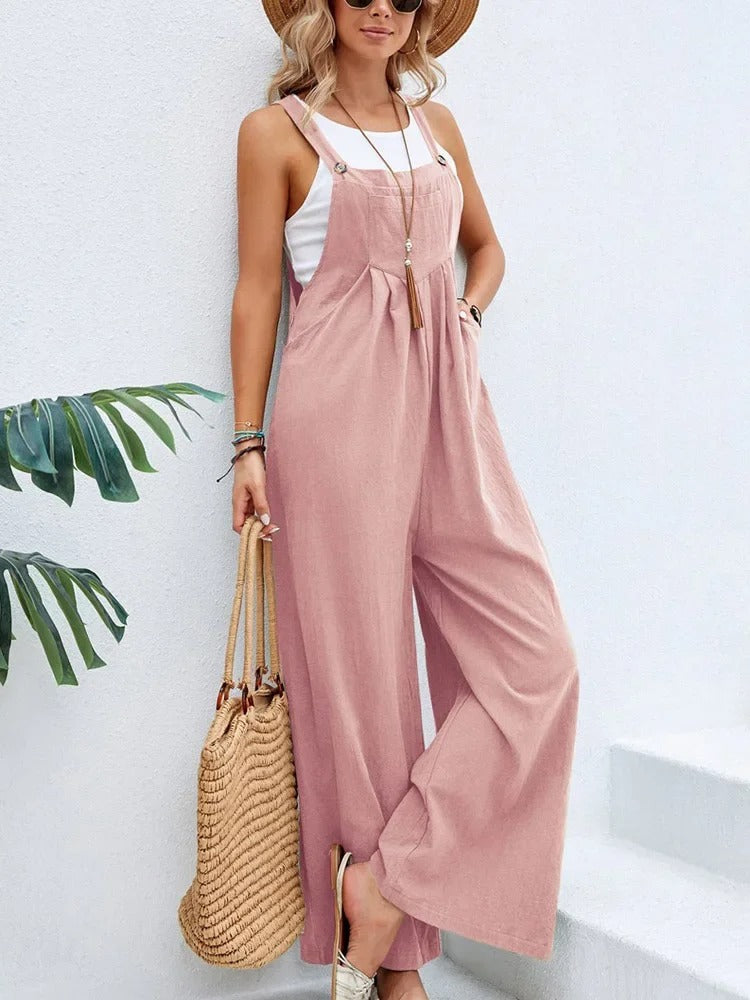 Baggy bib jumpsuit til kvinder med brede ben