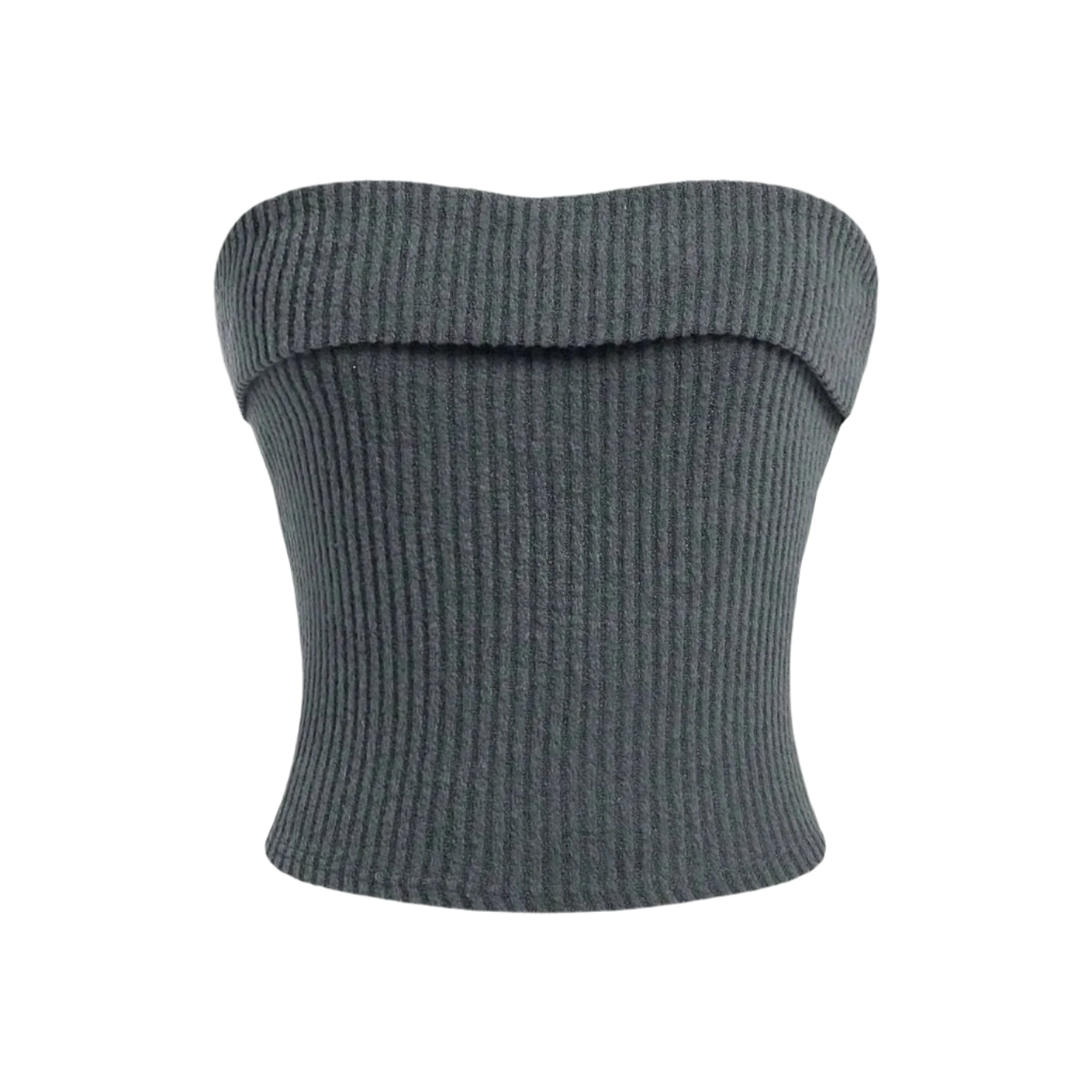 Ribbet stropløs slim fit tube top til kvinder