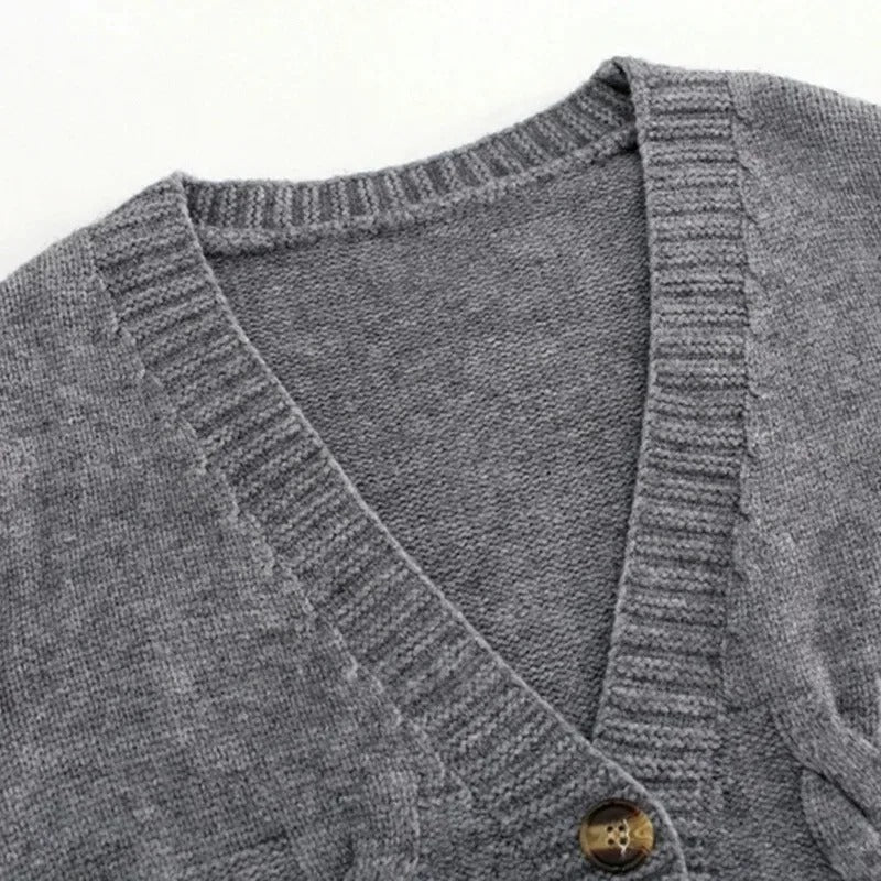 Strikket cardigan med V-hals til kvinder