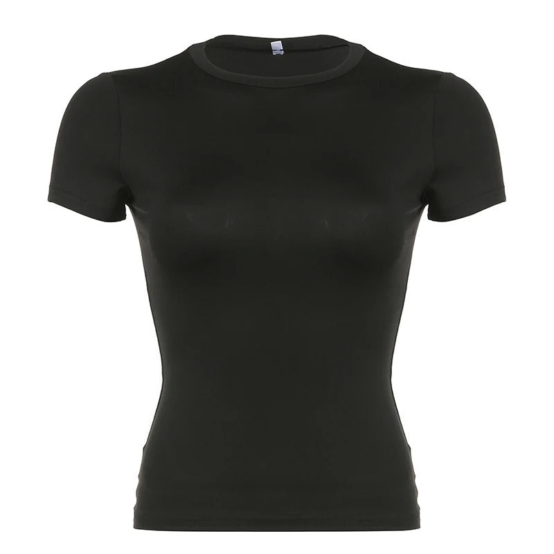 Skinny T-shirt med rund hals til kvinder