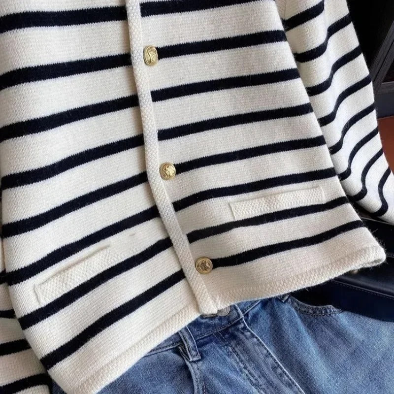 Stribet cardigan til kvinder