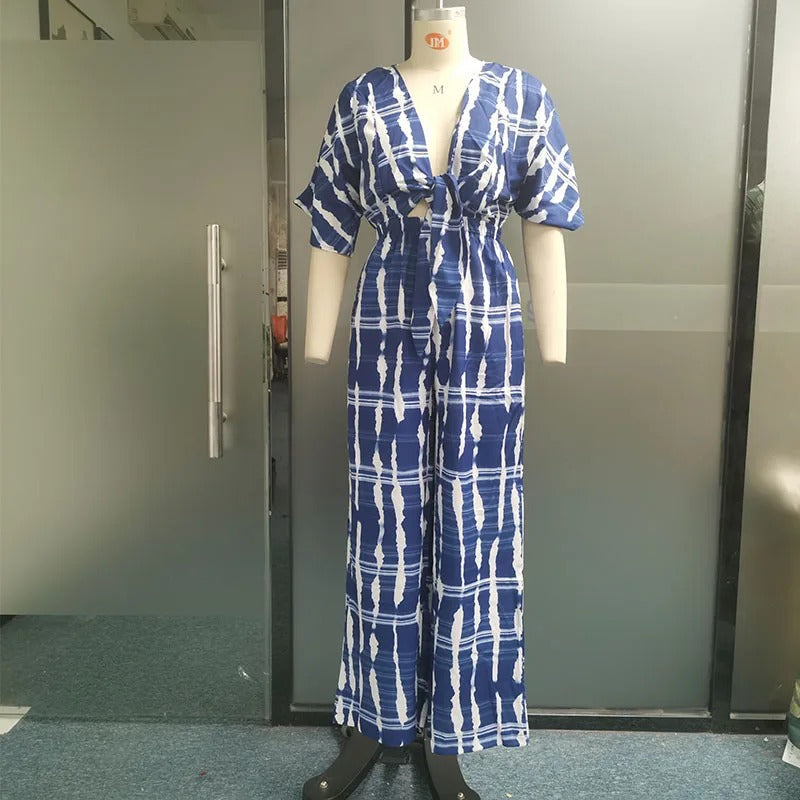 Jumpsuit med dolmanærmer og V-hals til kvinder