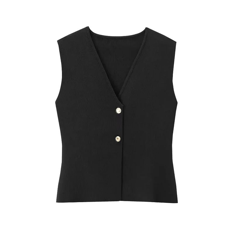 Strikket ærmeløs tanktop til kvinder