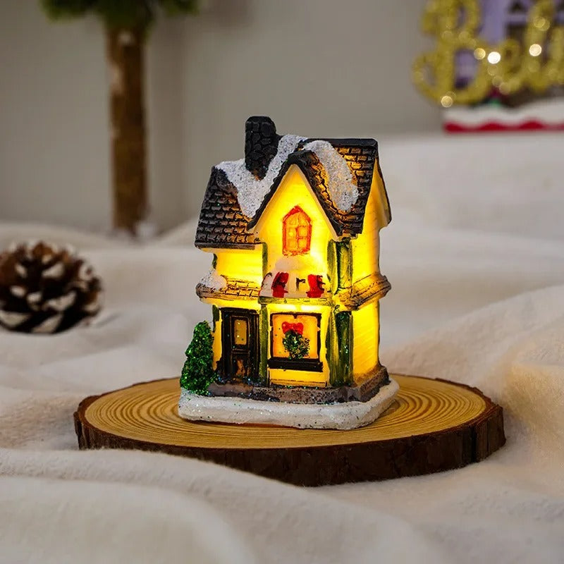 6 stk. sæt LED-julescene-landsbyhuse