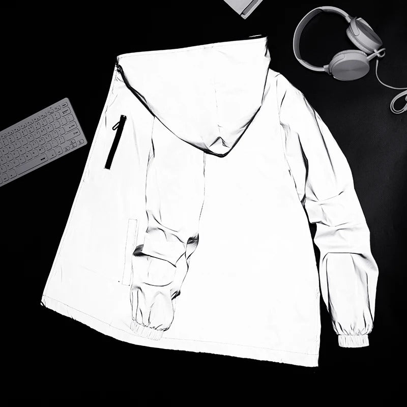 Reflekterende windbreaker-jakke