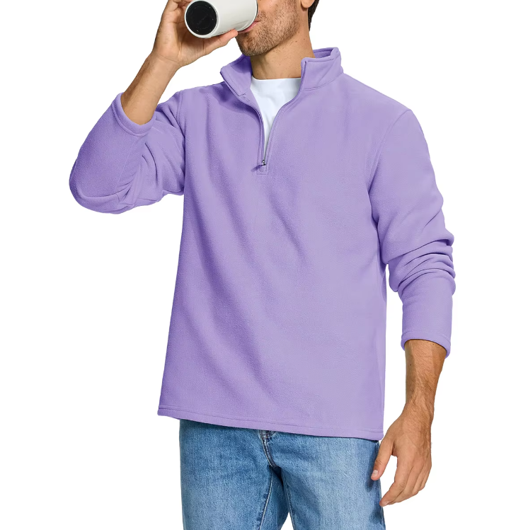 Fleece-sweater med halv lynlås til mænd