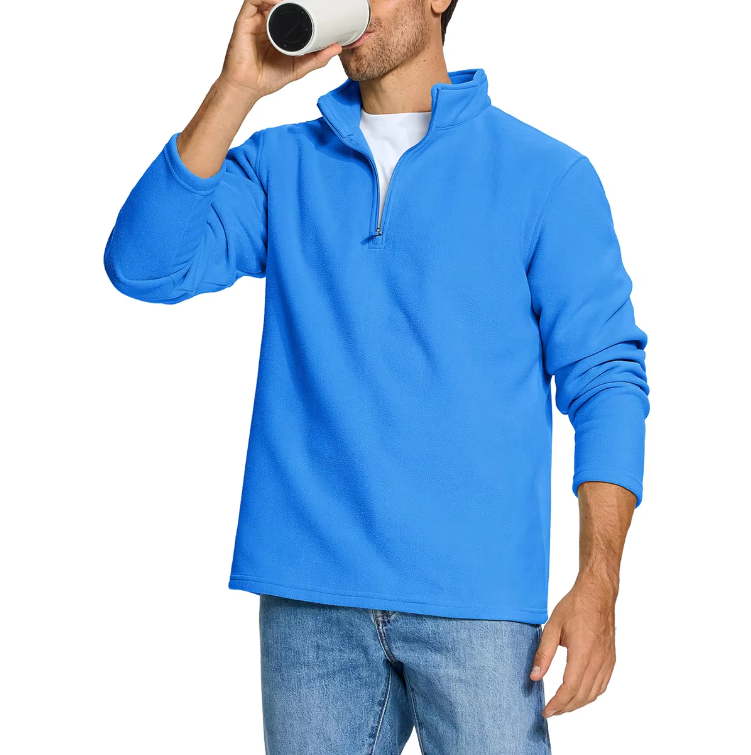 Fleece-sweater med halv lynlås til mænd