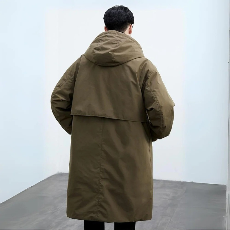 Damian Trench Coat Lang Herre Vandtæt – Vatteret For, Hætte & Vintervarme