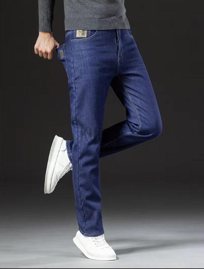 Lige bukser i lammefluff-denim til mænd