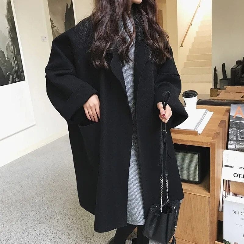Aura Wolmix Trenchcoat – Oversized damesjakke med elegant pasform