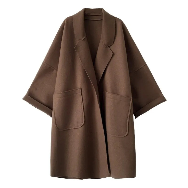Aura Wolmix Trenchcoat – Oversized damesjakke med elegant pasform