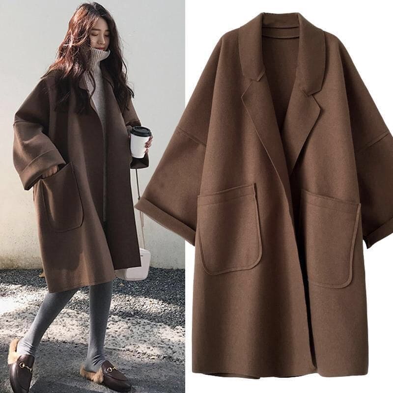 Aura Wolmix Trenchcoat – Oversized damesjakke med elegant pasform
