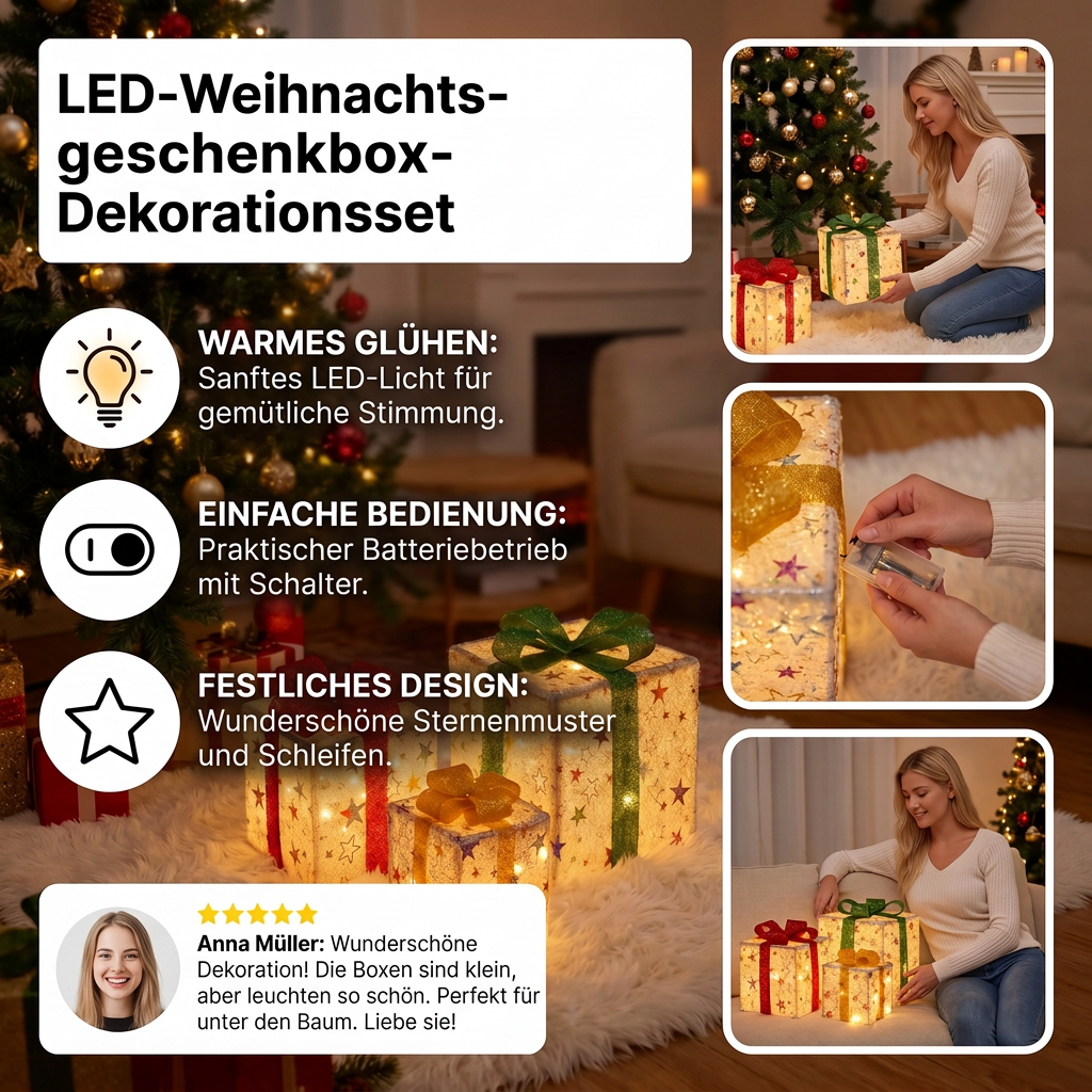 LED Christmas Lights in Gift Boxes - Illuminated Christmas Cross