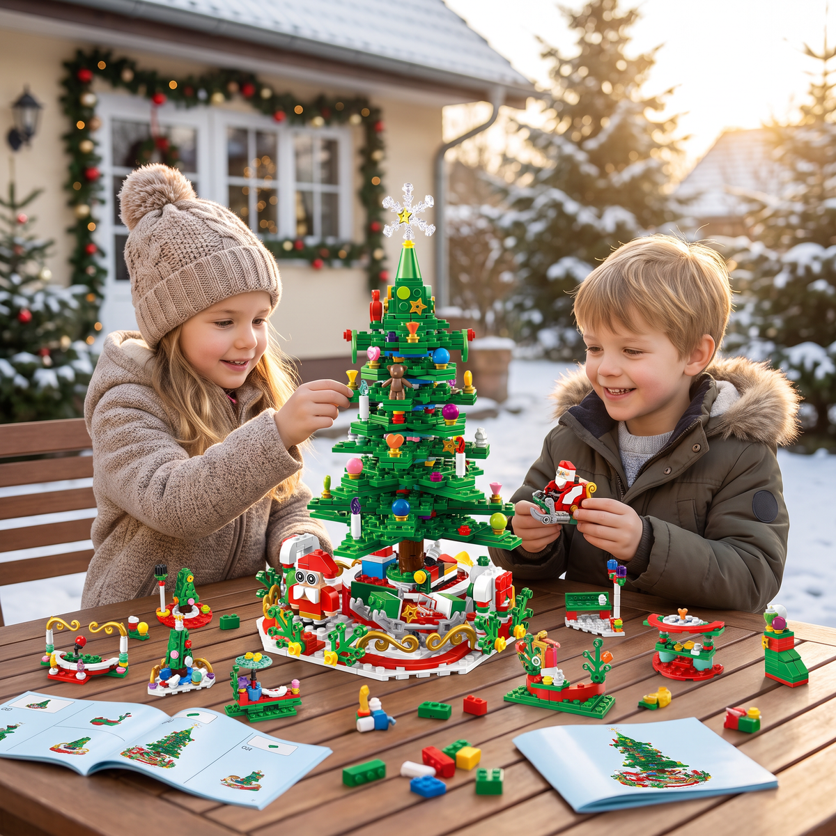Julgran med byggbitar, adventskalender – 24 dagar fyllda med byggglädje