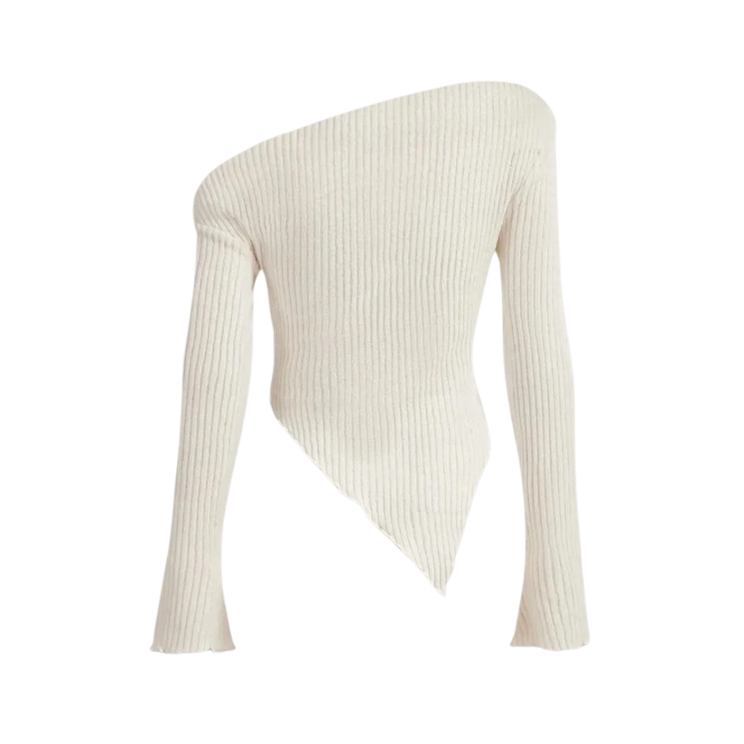 Asymmetrisk ribbet fritidssweater