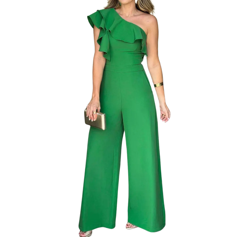 Jumpsuit med en skulder og flæser til kvinder