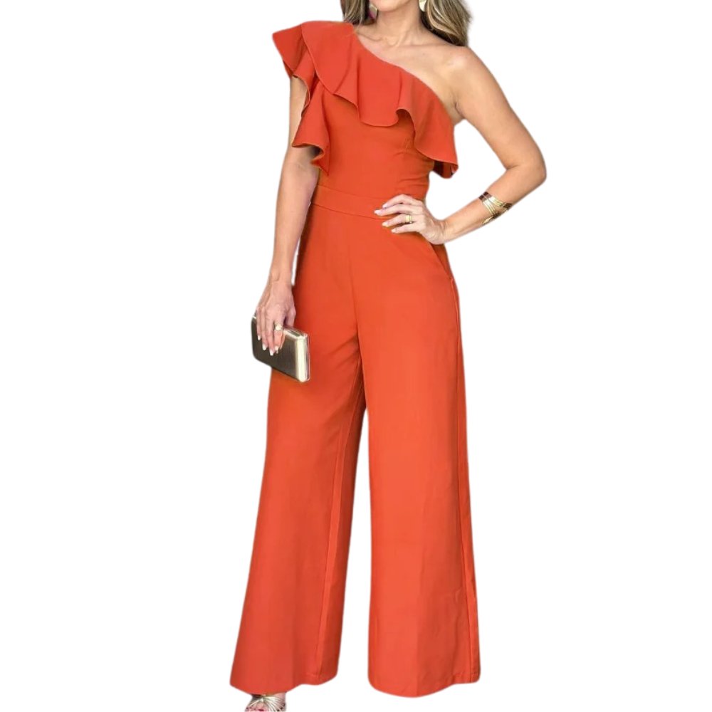 Jumpsuit med en skulder og flæser til kvinder