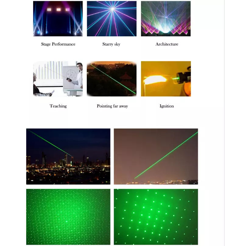 Genopladelig grøn laserpointer med stor rækkevidde og høj præcision