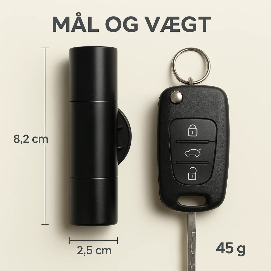 SafeKey | 2-i-1 Nødværktøj | Glasbryder & Sikkerhedsklipper