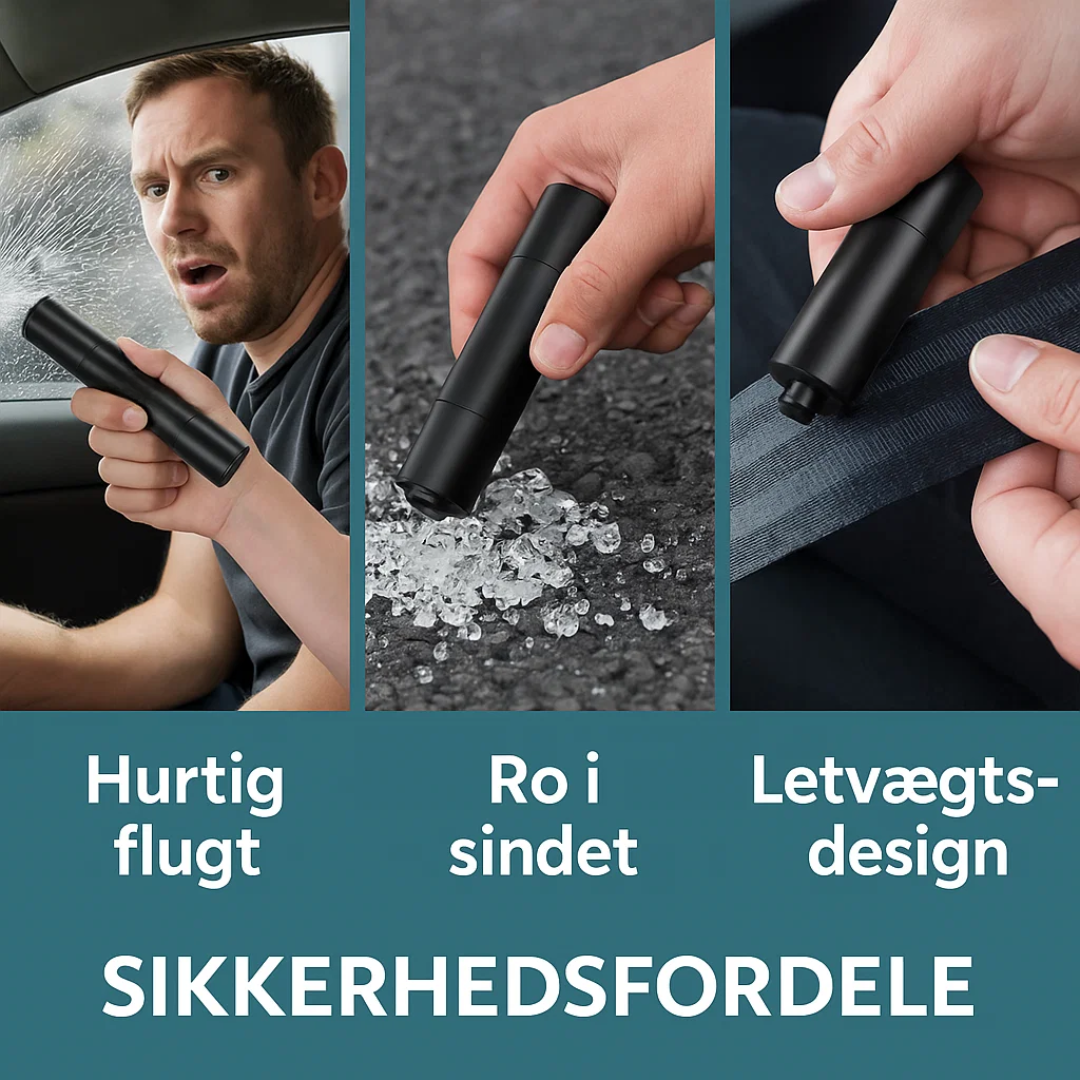 SafeKey | 2-i-1 Nødværktøj | Glasbryder & Sikkerhedsklipper