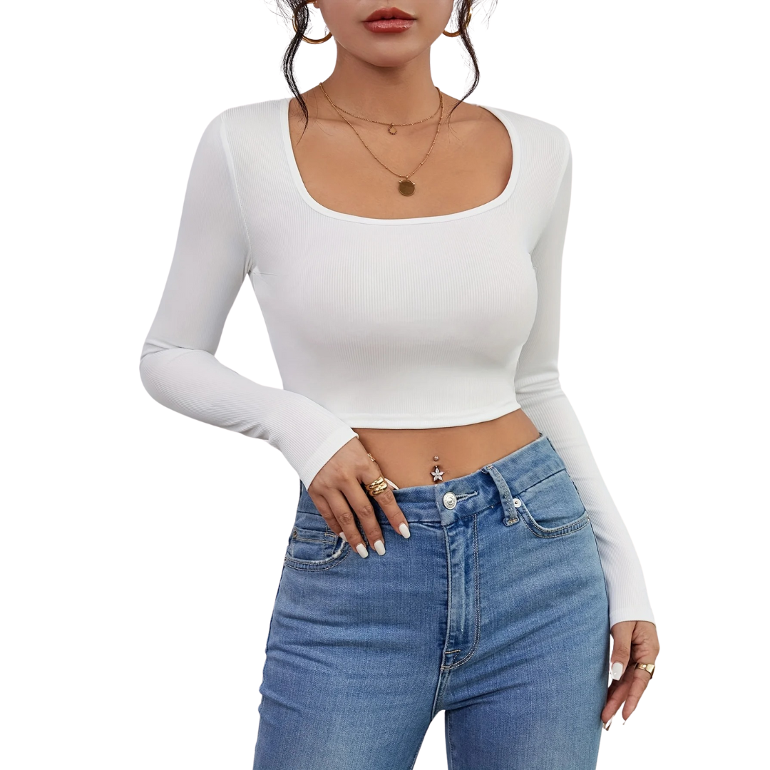 Kvinders firkantet hals Slim Fit T-shirt