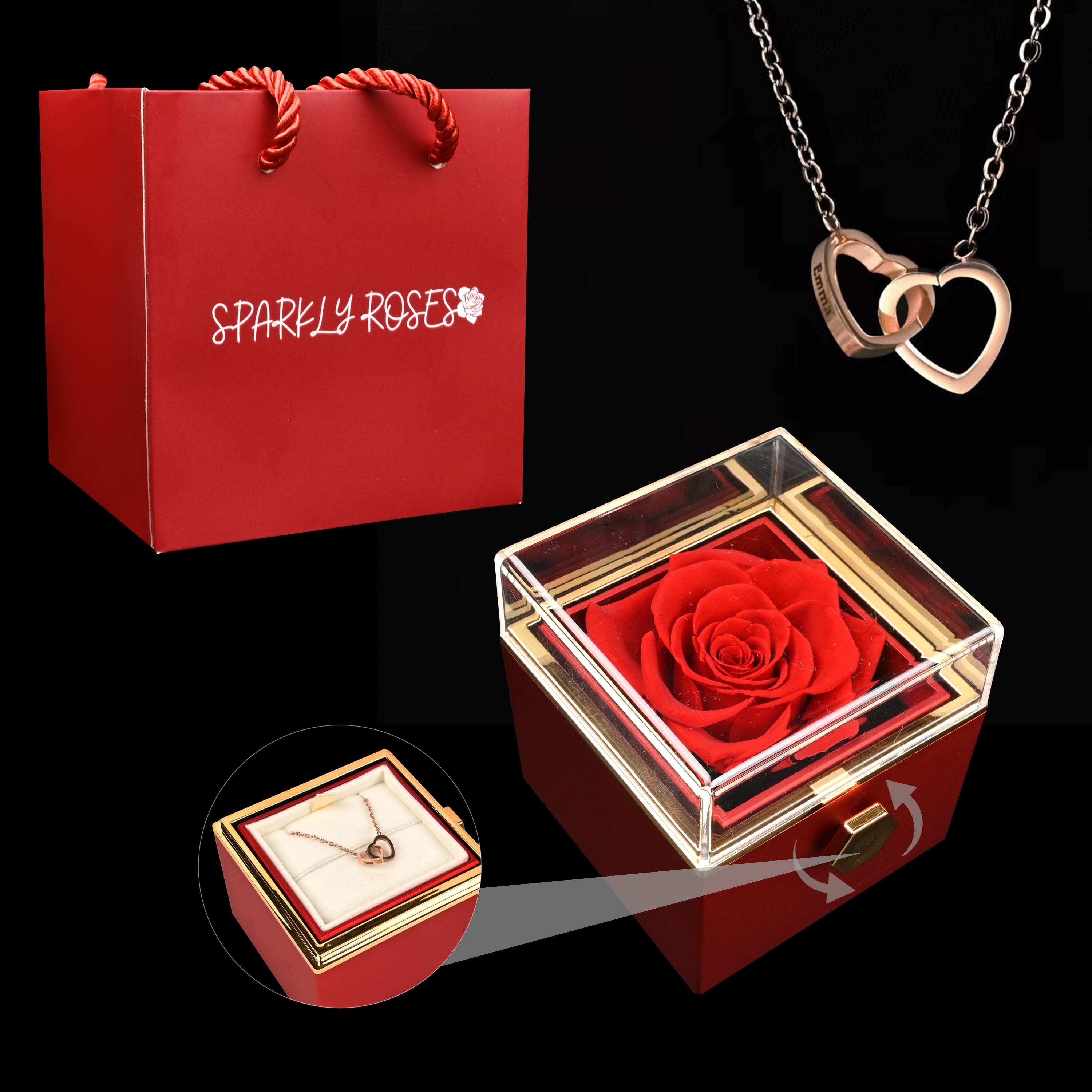 HeartBond | Halskæde med Evig Rose Box-zarada.dk