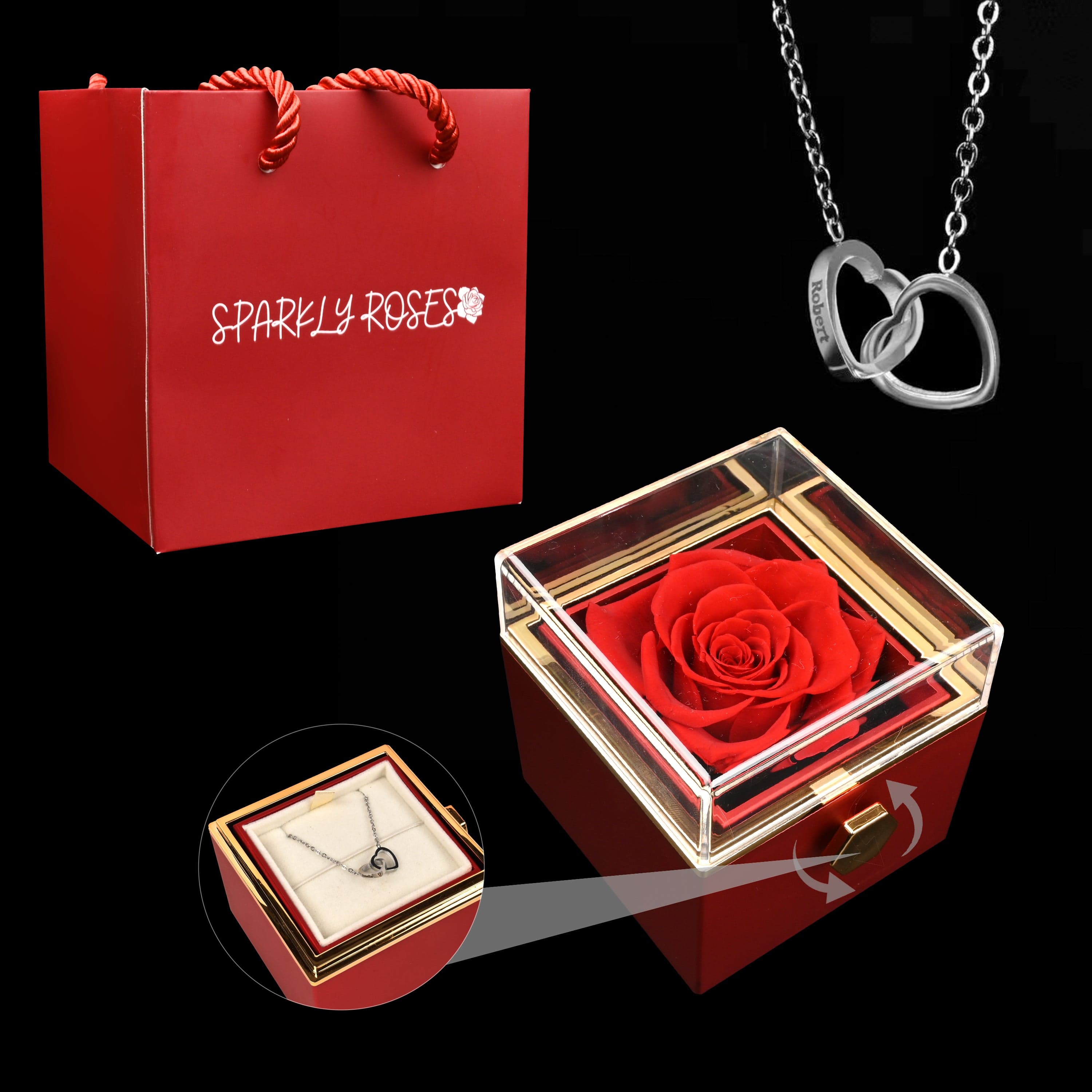 HeartBond | Halskæde med Evig Rose Box-zarada.dk