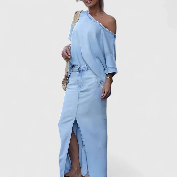 Denim Kvinders Top – Flatterende Silhuet