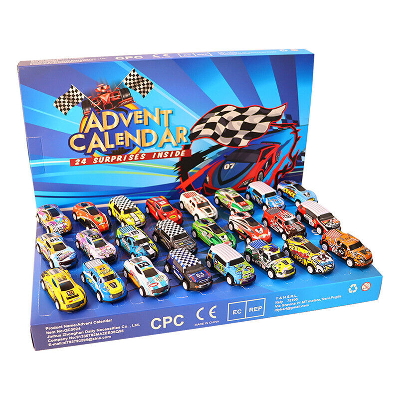 RaceJoy Advent Countdown Kalender | 24-dages festlig nedtælling med racerbiler til børn