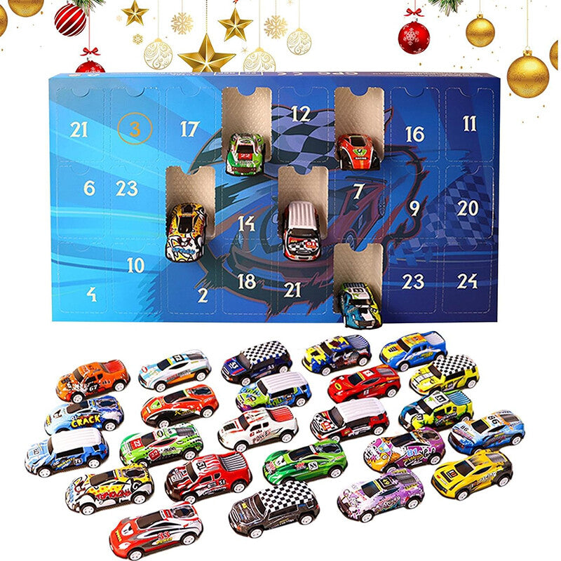 RaceJoy Advent Countdown Kalender | 24-dages festlig nedtælling med racerbiler til børn