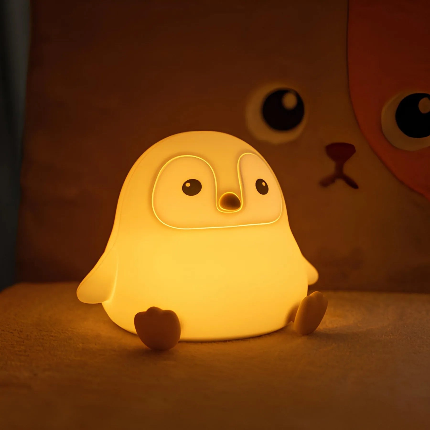 PenguGlow - Yndig pingvin LED-natlampe med blødt farveskiftende lys