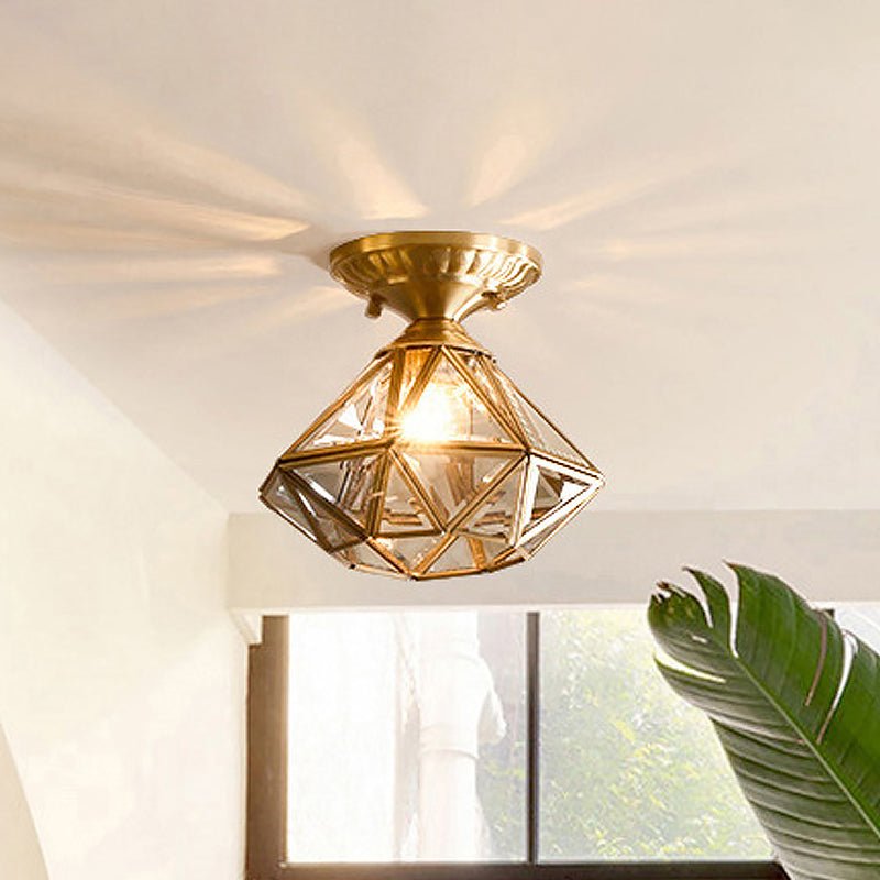 Brillistar – Stjerneformet loftlampe i messing med klassisk glasdesign