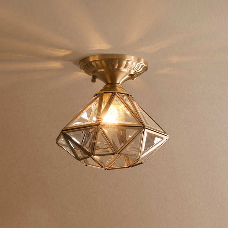 Brillistar – Stjerneformet loftlampe i messing med klassisk glasdesign