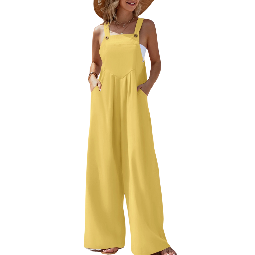 Ensfarvet suspender jumpsuit til kvinder