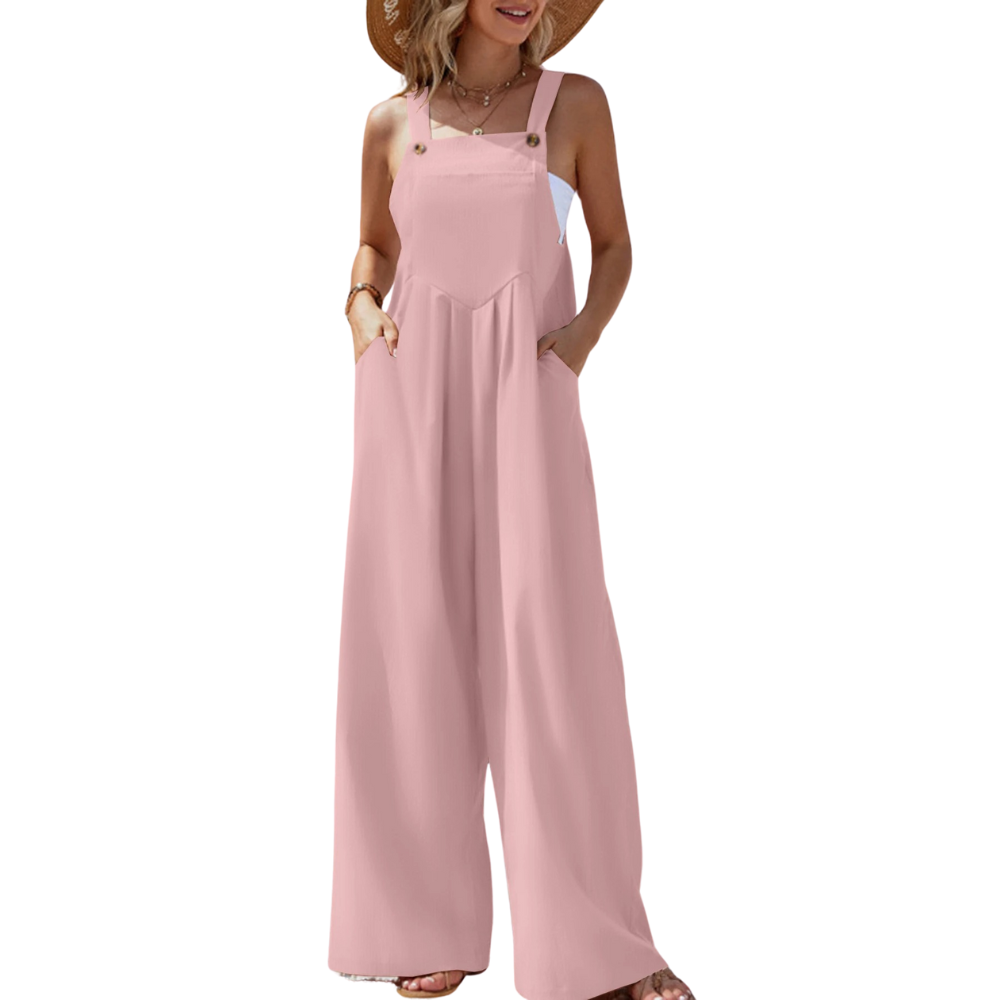 Ensfarvet suspender jumpsuit til kvinder