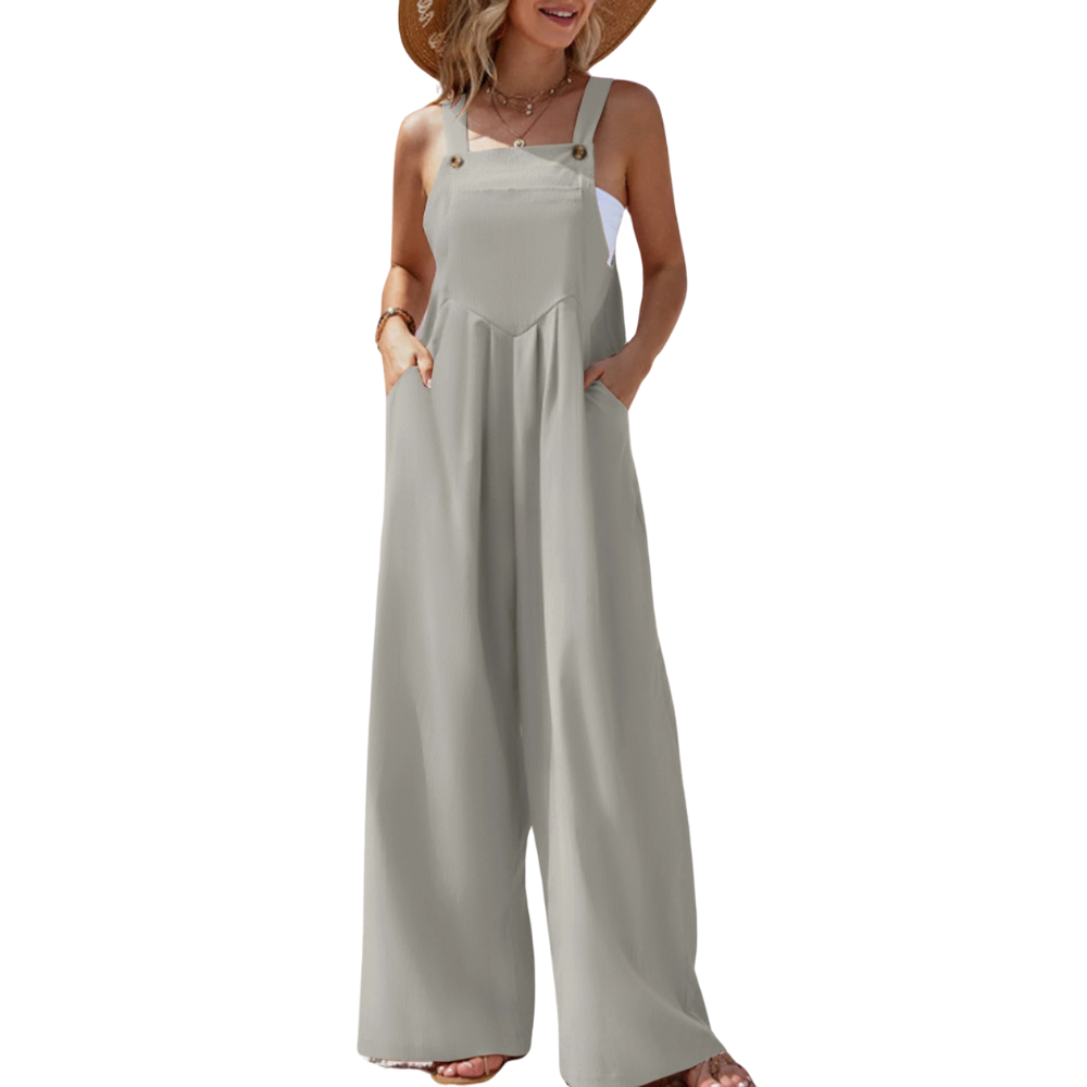 Ensfarvet suspender jumpsuit til kvinder