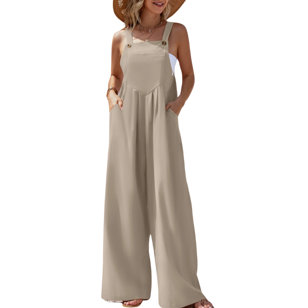 Ensfarvet suspender jumpsuit til kvinder